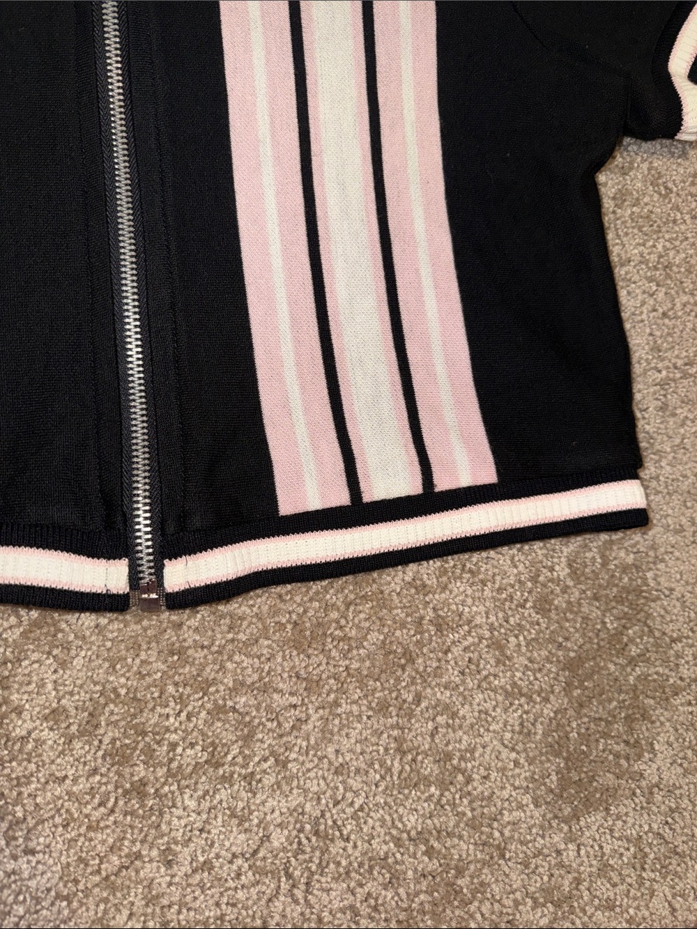 Ripe Vintage Black Crop Top with Pink and White Stripes - Medium. G - Picture 6 of 6